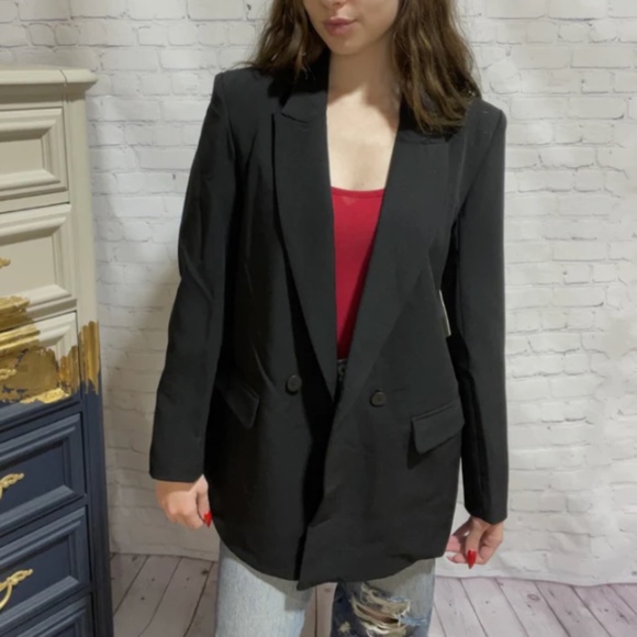 RD Style Black Double Breasted Blazer Size Medium - Picture 2 of 5